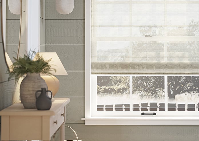 Sahara Voile, Metallic Pearl Grey - Motorised Roman Blind - Image 5